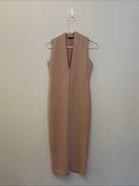 Blush Pink Deep V Sleeveless Bodycon Dress | ZARA